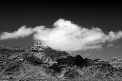 Panoramic view of volcanic mountain against sky