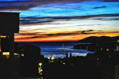 Scenic view of sea at sunset