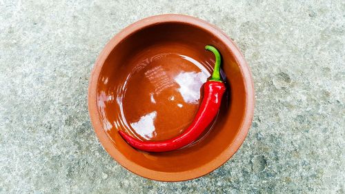 High angle view of drink on table