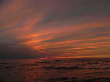 Scenic view of sea against sky at sunset