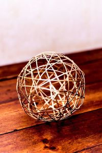 Spherical decoration on wooden table