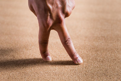 Low section of man standing on land