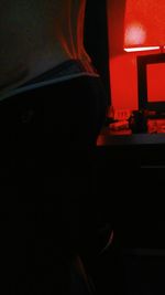 Close-up of lamp in dark room