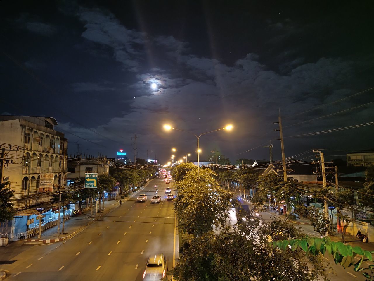 HIGH ANGLE VIEW OF STREET AT NIGHT