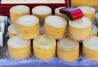 High angle view of various food for sale at market