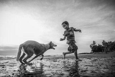 Boy playing in water