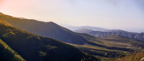 Panoramic view of mountains against sky