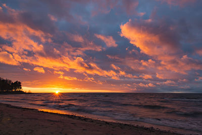 Scenic view of sea at sunset