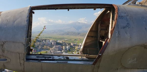 View of abandoned airplane window