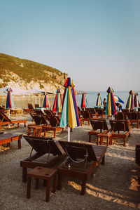 Scenic view of beach against clear sky