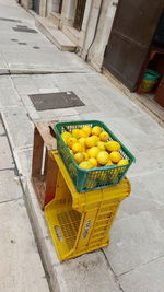 High angle view of yellow fruits