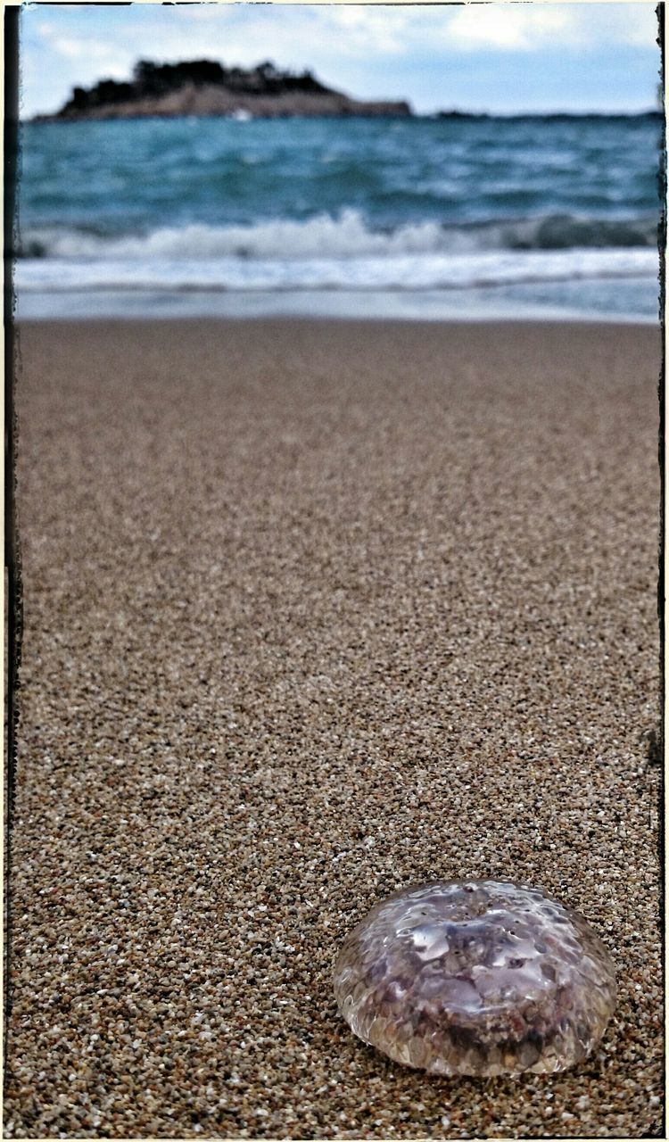 sea, beach, water, shore, horizon over water, sand, tranquility, wave, tranquil scene, surf, nature, scenics, beauty in nature, transfer print, coastline, auto post production filter, outdoors, day, sky, footprint