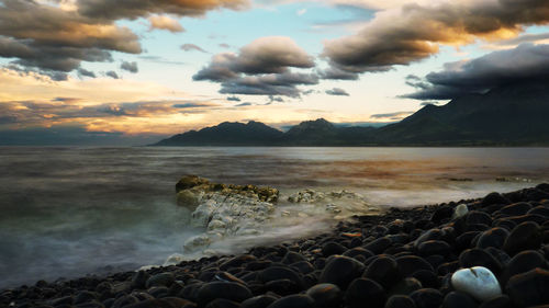 Scenic view of sea at sunset