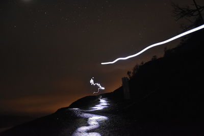 Scenic view of sea against sky at night