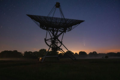 Silhouette radio telescope and neowise comet