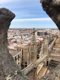 High angle view of buildings in city