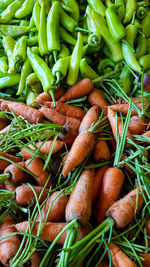 High angle view of vegetables in market