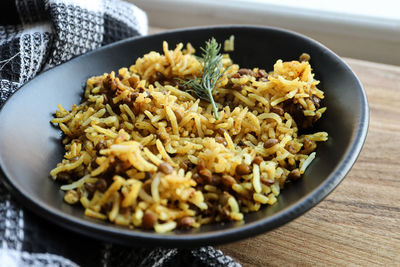 Close-up of food in bowl on table