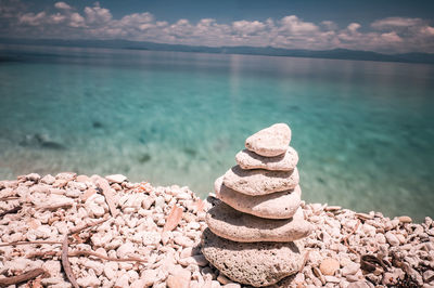 Stack of stones on beach