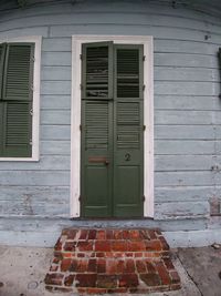 Closed door of building