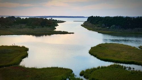 Scenic view of lake against sky