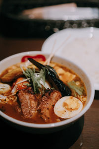 Close-up of food in bowl on table