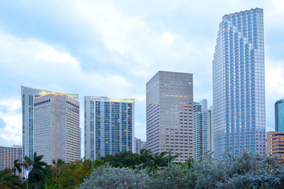 Low angle view of modern buildings against sky