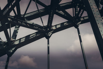 Low angle view of silhouette bridge against sky