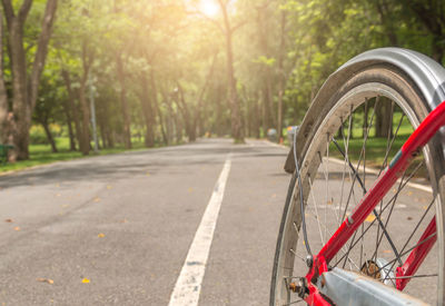 Bicycle by road in city