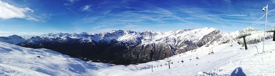 Panoramic view of trees on snow covered landscape