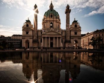 Reflection of building in water