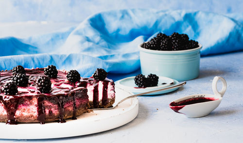 Close-up of dessert on table