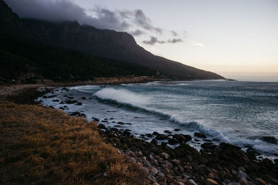 Scenic view of beach against sky