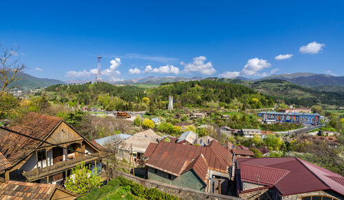 High angle view of townscape against sky