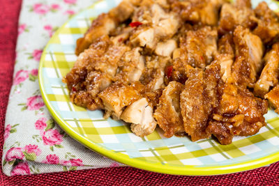 Close-up of meat on plate