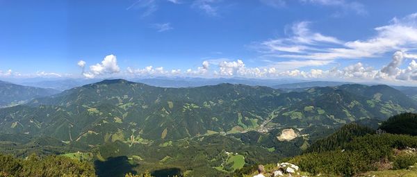 Panoramic view of mountains against sky