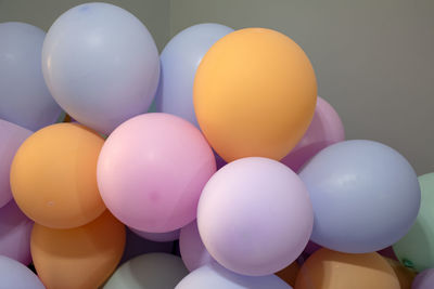 High angle view of multi colored balloons