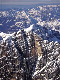 Aerial view of snowcapped mountains