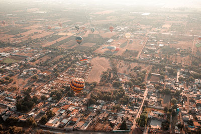 High angle view of buildings in city