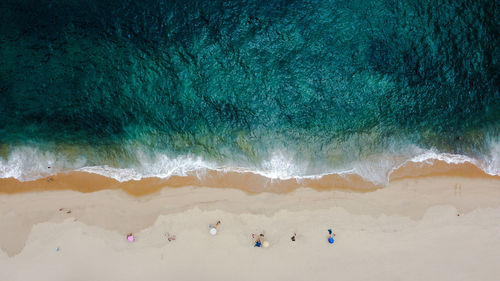 High angle view of people on beach