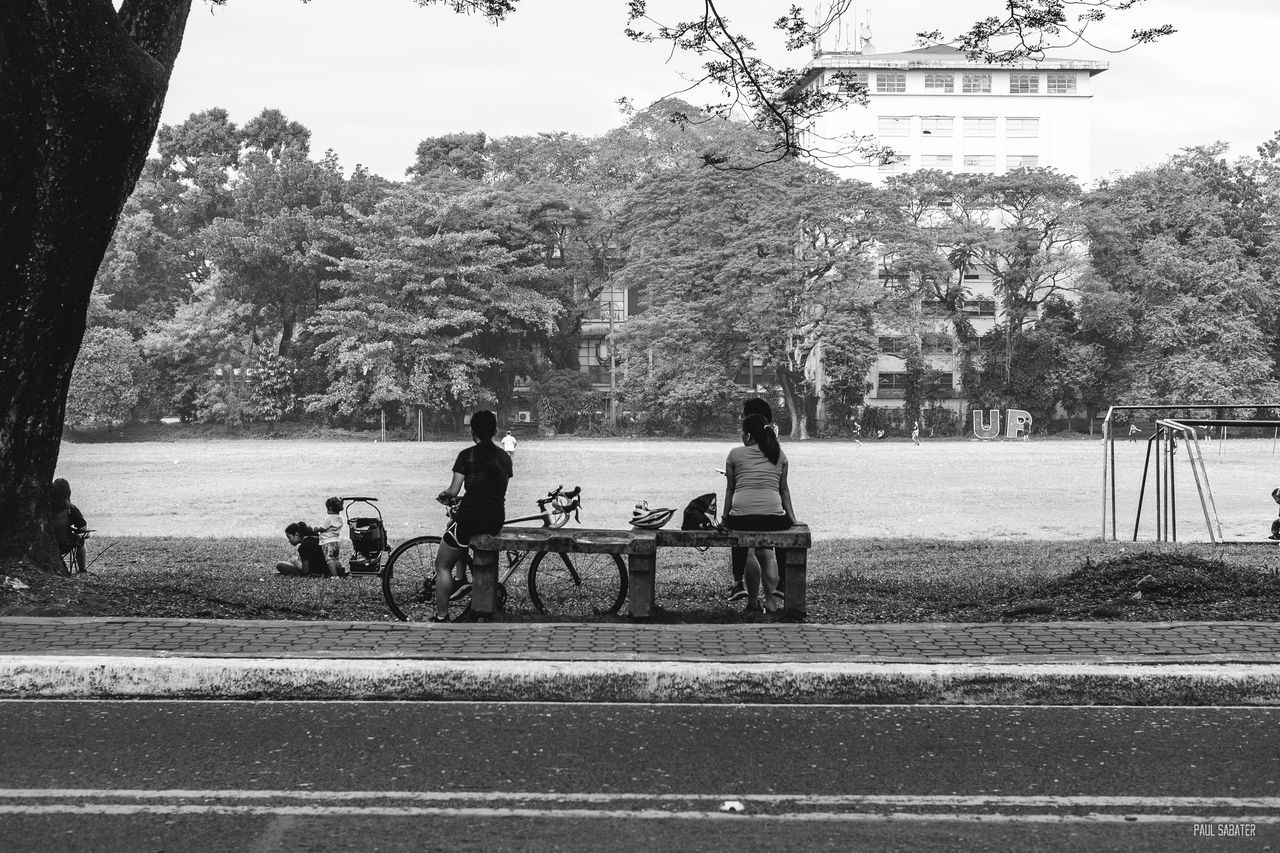 real people, tree, day, water, men, outdoors, two people, built structure, land vehicle, sky, togetherness, nature, adult, people