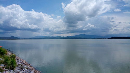 Scenic view of lake against sky