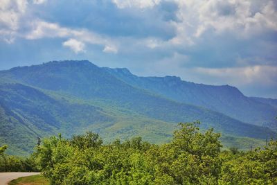 Scenic view of mountains against sky