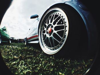 Close-up of bicycle wheel