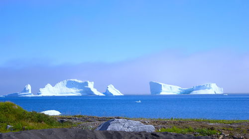 View of icebergs in sea