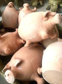 High angle view of friends for sale at market