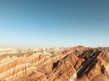 Scenic view of dramatic landscape against clear sky