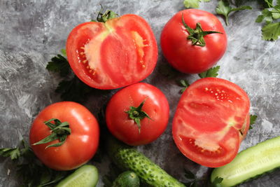 High angle view of tomatoes