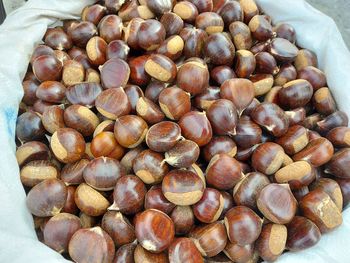 High angle view of coffee beans in container