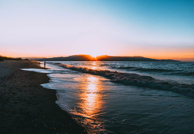 Scenic view of sea against sky during sunset